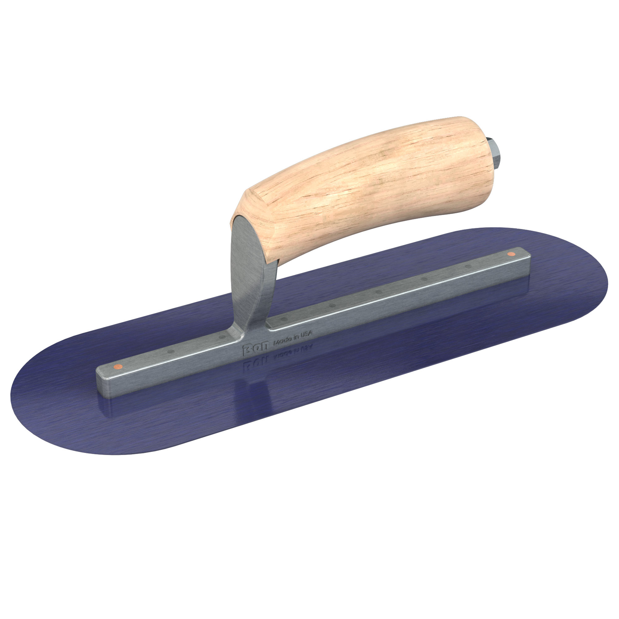 Bon Steel City, Finish Trowel - Round - Blue Steel - 12 x 4 - Wd, Blade Material Blue Steel, Blade Length 12 in, Blade Width 4 in, Model# 66-150
